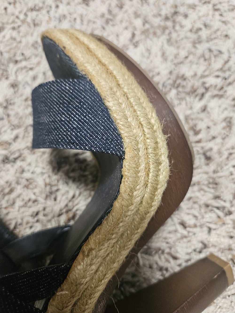 Jessica Simpson Navy Denim Espadrille Wedge Sandals - Picture 9 of 16